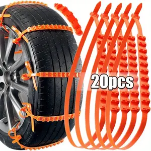 20 Piece Car Tire Chains Winter Anti-Slip Tire Tie Down Straps Outdoor Snow Tire Anti-Skid Chain Tire Grip Emergency Accessories