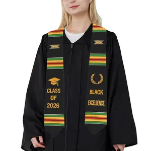 Graduation Stole 2026 – Kente Graduation Stole for Black Women Men, African Graduation Sash with Crown DesignBasic Style