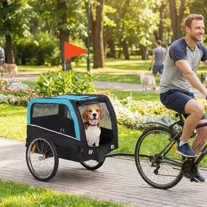 Pet Cart Bicycle Trailer for Dogs under 20 Inch Body Length Stable Solid Base Easy Clean Spacious Airflow for City Park Suburban Trail