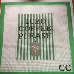 Iced Coffee Please Hand Painted Needlepoint Canvas