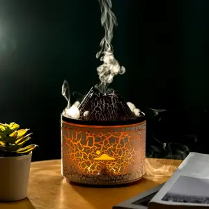 New Elegant, Stylish, and Compact 180Ml Mini Volcanic Flame Essential Oils Diffuser Air Purifier Humidifier for Bedroom. Enhance None