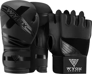 WYOX Boxing Training Bundle – Inner Gel Hand Wraps + Maya Hide Leather Adult Boxing Gloves for Muay Thai, MMA, Kickboxing & Sparring – Wrist Support & Impact Protection for Men & Women