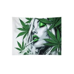 1pc woman, cannabis, smoke - Modern abstract wall decor, framed and ready to hang, suitable for living room, office, cafe aesthetic wall decoration - Perfect gift for Thanksgiving, Halloween, Christmas, New Yearoween, Christmas, New Year