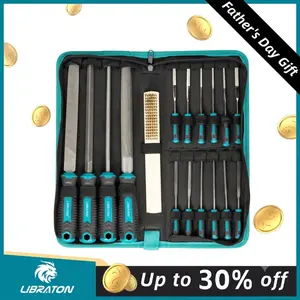 【Fathersdaygift】LIBRATON 31PCs Metal File Set with 12 Needle Files, Riffler File, Sandpapers, Steel Brush & Zipper Bag for Wood & Metalworking Hand Tools Hardware Heavy Duty Door Furniture