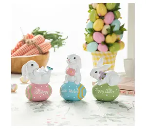 Glitzhome 4.5" Resin Easter Bunnies Table DecorS/3