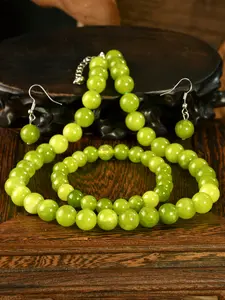 Natural Peridot Jewelry Set | Necklace + Bracelet + Earrings, Sparkly Natural Gem, Ombre Pattern, Perfect Gift for Christmas/valentine/new Year, DaintyJewelry