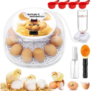Incubators for Hatching Eggs, 12 Egg Incubator with Automatic Egg Turning and Temperature Control, Automatic Water Adding, LED Egg Candler, for Hatching Chickens, Duck, Quail, Goose Eggs