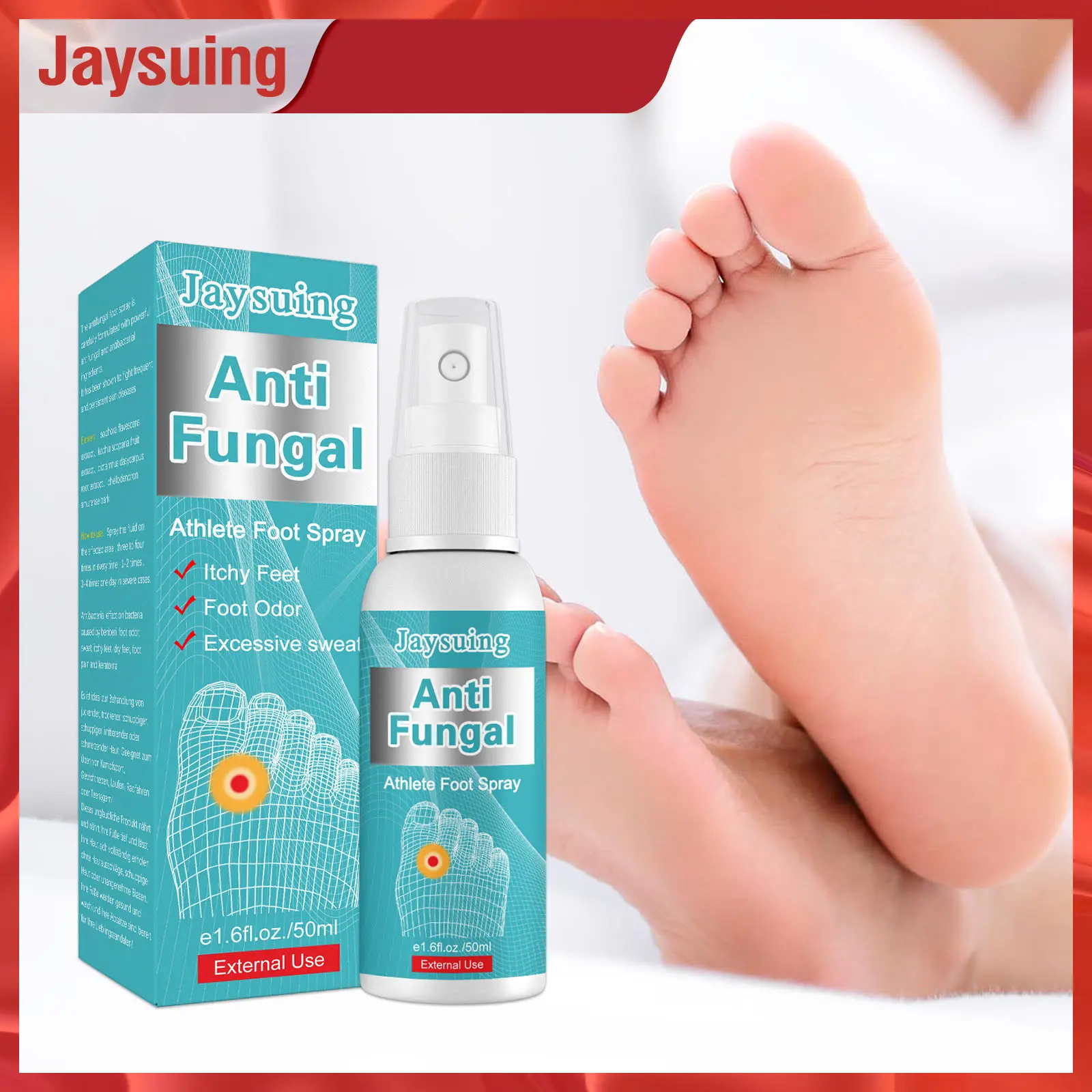 Jaysuing Athlete's Foot Deodorizing Spray Improves Smelly Feet, Sweaty Feet, Itchy and Deodorizing Spray Deodorant