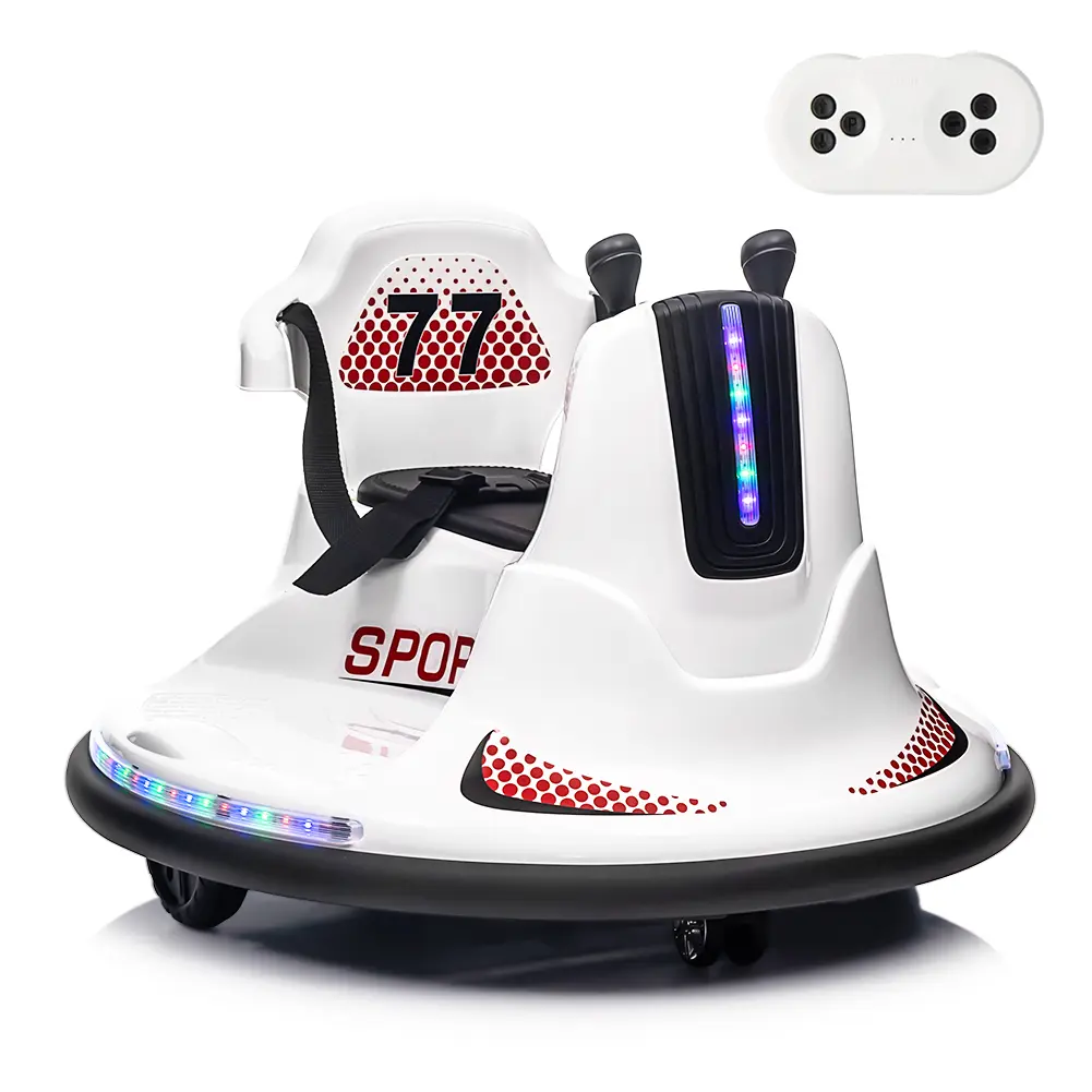 GARVEE Electric Bumper Car with Remote, Music, Lights, 360 Spin - Available in Pink, White, Red, Blue