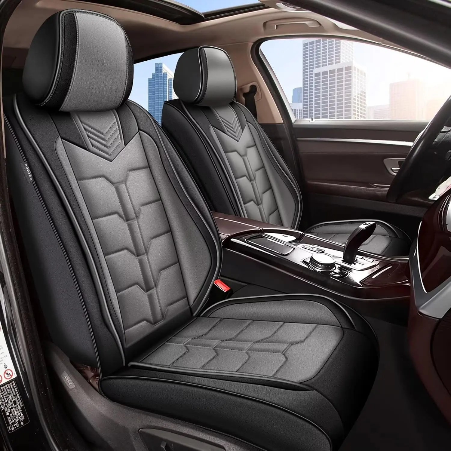 Seat Covers Fit for Chevrolet Chevy Bolt EV 2017-2026/Bolt EUV 2022-2026/Bolt 2027  2PCS Front Car Seat Covers Faux Leather Seat Cushion Waterproof Auto Protectors( BEIGE,BLACK GRAY.5seats) Universal