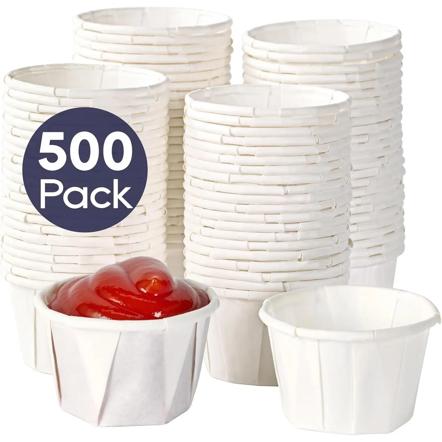 500 Pack 1 oz Paper Souffle Cup, Disposable  Cup, 1 oz Mini Paper Cup for Tasting Pills, Food Dessert, and Condiments