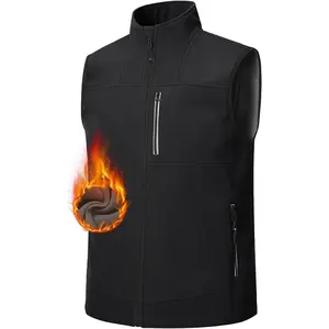 Men's Vest Outerwear, Full Zip Fleece Lined Light Softshell Windproof Sleeveless Jacket for Hiking Golf