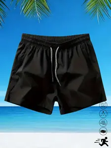 Men's Running Athletic Shorts, Three-Quarter Split Shorts, Workout Training Shorts with Drawstring, Zipper Pocket, Beach Shorts, Quick-Drying, Breathable, Lightweight, and Suitable for Outdoor Wear