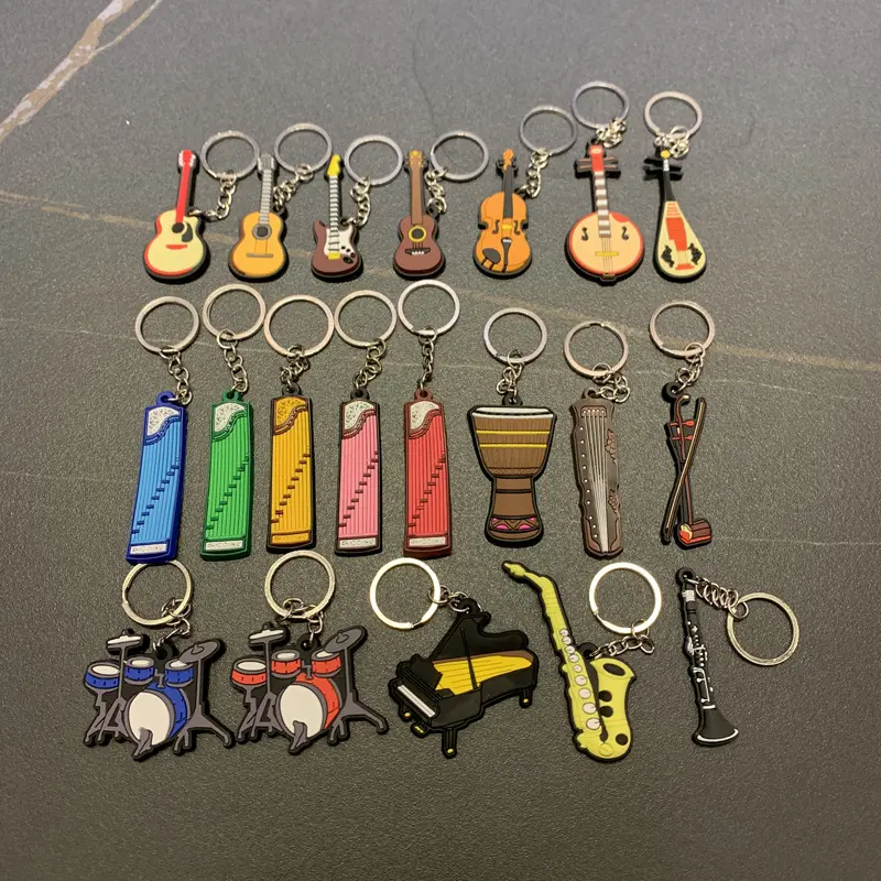 New Musical Instrument Silicone Guitar Pvc Soft Keychain Cartoon Small Gift Pendant K5156