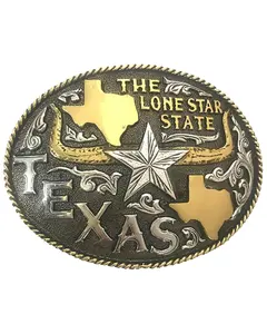Andwest Unisex Antique Two-Toned The Long Star State Texas Belt Buckle - Her002