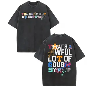 Washed T-shirt, double-sided Bold Letter Mosaic Graphic Tee – Oversized Black T-Shirt with 'That’s a Awful Lot of Cough Syrup’ Patchwork Typography and Playful Icon Motifs, Unisex Streetwear Statement Tee for Fashion funny shirt shirts men Tee