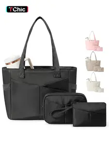 Tote Bag for Women, Travel Essentials Large Tote Bag with Zipper, Top Handle Handbag for Travel, Work, Gym, Casual Shopping Bag