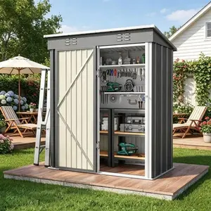 Gizoon 5 'x 3' Outdoor Storage Shed with Singe Lockable Door,Galvanized Metal Shed with Air Vent Suitable for The Garden,Tiny House Storage Sheds Outdoor for Backyard Patio Lawn