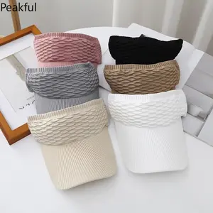 1pc Summer Breathable Sun Hat,Casual Elastic Knitted Cap,Women's Long Brim Sunshade Empty Top Hat for Outdoor Sports, beach hat