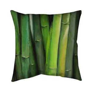 Begin Home Decor 5541-1616-LA96 16 x 16 in. Bamboo Plant Pillow - Botanical Asian Decor for Home