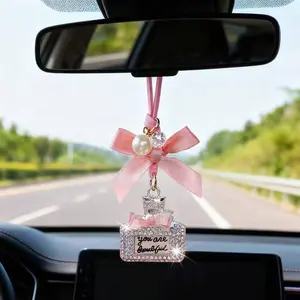 Personalized Car Rearview Mirror Pendant, Bow Design, High-End Fashion Accessory, Gift Idea, Car Interior Decoration, Stylish Automotive Ornament, Car Accessories