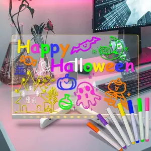 Acrylic Dry Erase Board with Light, 1 Count 6-color Neon Glow Memo Message Note Board with Stand & Pen, Night Light for Room Store Office Festival Gift