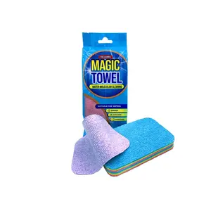 The Cleaner Magic Towel 3 Pack 12-Layer Tearable Rainbow-Colored Sponges Ultra Absorbent PVA Microfiber Cleaning Pad for Kitchen & Household Surfaces Traditional