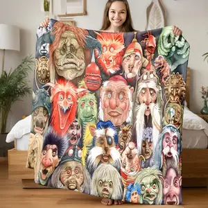 Fantasy Maze Monster Flannel blanket, Ultra Soft, Bed & Sofa, All Seasons, Modern Design, Digital Print, 100% Polyester, Travel, Camping, Napping, Unique Gift