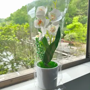 5pcs Butterfly Orchid Artificial Plant Pot Decor, Decorative Home Office Decoration, Photography Prop, Wedding Decor, Living Room Bedroom Bedside Tabletop, Gift, Artificial Flower Arrangements