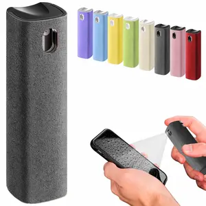 Mini Screen Cleaning Spray - Finger Protection Screen Cleaner for Smartphones, iPads, MacBooks, Laptops, Car Screens, Touch Screens - Three-in-One Fog Cleaner, Microfiber Cloth, and Protective Cover (Gray)