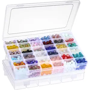 Pack 36 Grids Clear Plastic Organizer Box with Adjustable Dividers, Small Craft Organizers and Storage, Compartment Container for Bead, Nail, Jewelry, Art, Crafts, Fishing Tackle, Small Items