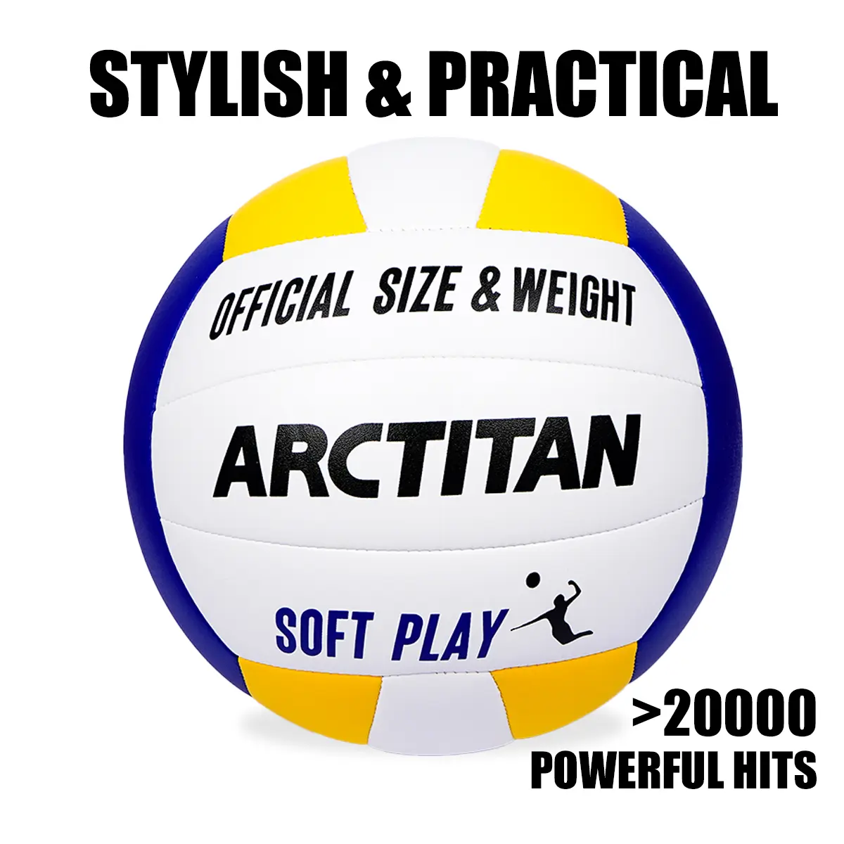 Official Size 5 Volleyball - TPU Synthetic Leather, Soft Touch, Weight-Specified, Better Grip, Consistent Bounce, Lower Water Absorption, Beginner-Friendly for Indoor Gym Training, Outdoor Beach Play, Versatile, Indoor/Outdoor
