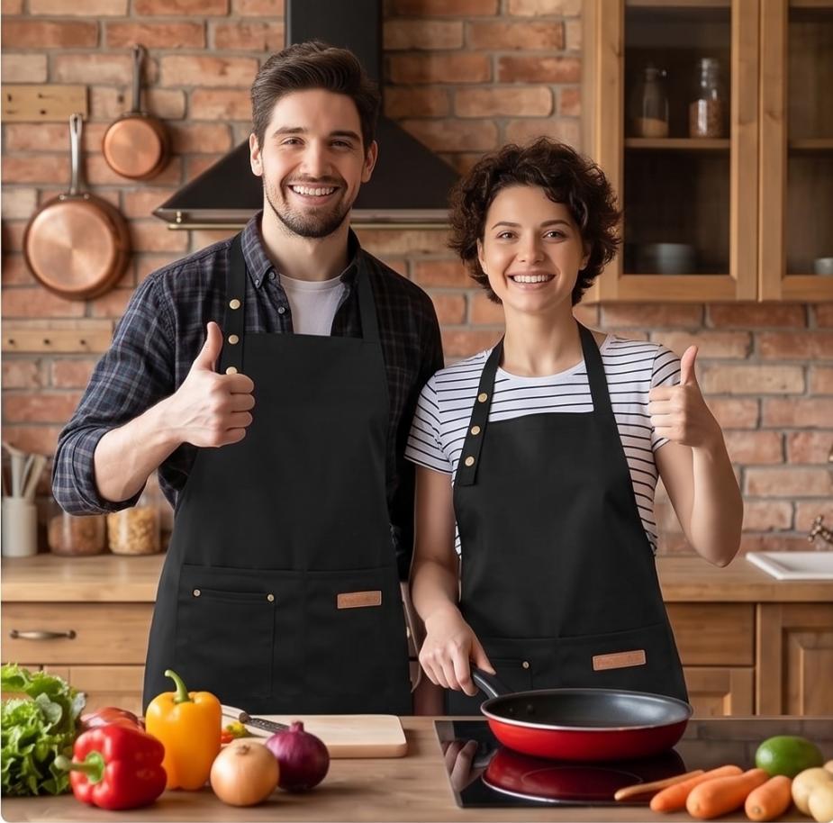 Chef Apron Set 2-Pack 3 Pockets for Cooking Baking Grilling Art Adjustable Spill-Proof Kitchen Aprons One-size-fits-most Machine Washable Gift Idea Aproncorset#SummerVibes
