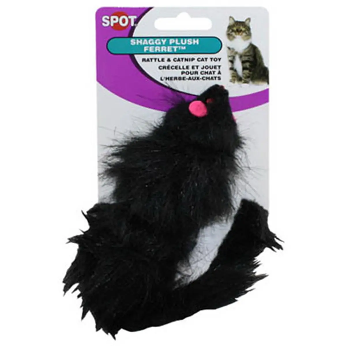 Ethical Products 2906 Shaggy Plush Ferret With Rattle & Catnip Cat Toy