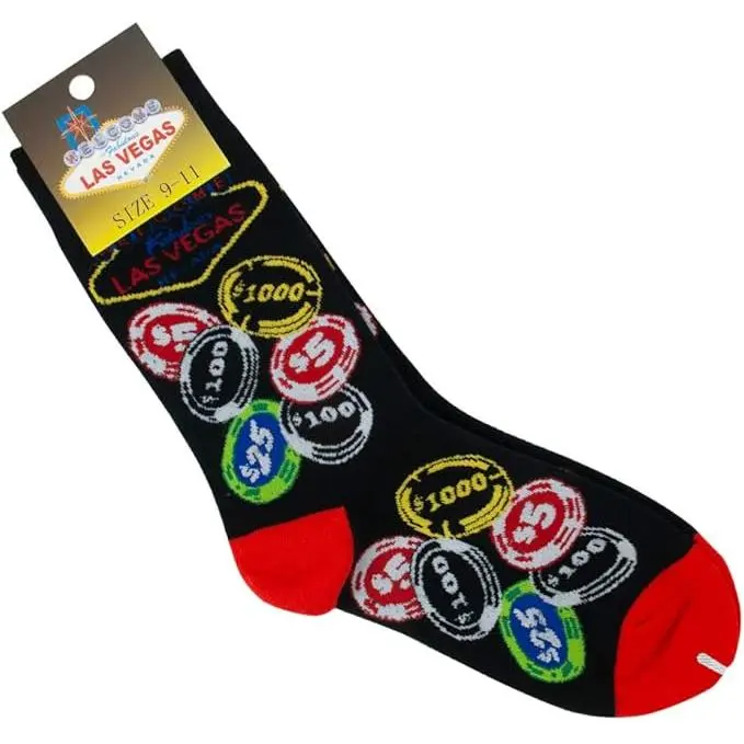 Las Vegas Cotton “Lucky” Socks – Casino-Themed Design (Size 9-11)