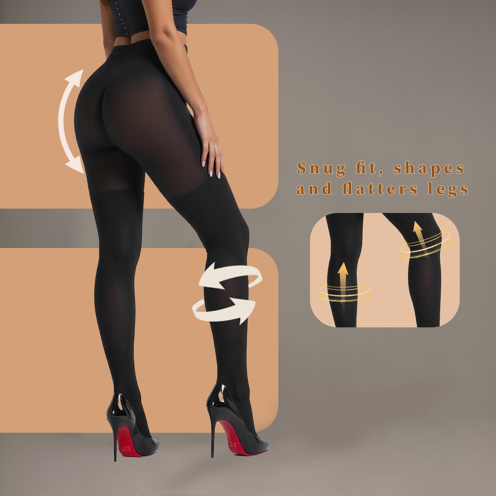 Women’s 400D Fleece Lined Tights 2 Pack – Thick Thermal Pantyhose, Warm Winter Leggings, Black S/M Slim Fit Womenswear