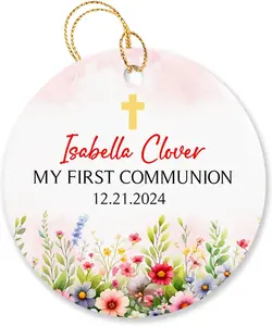 My First Communion Ornament Christmas 2024, Personalized Date & Name Baby Communion Ornament Gift for Godson Goddaughter, Customized 1st Communion Xmas Keepsake Ornament, Baby Holy Communion Ornament, My First Communion Ornament