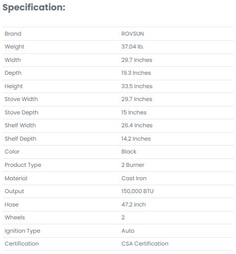 [TOP RATED - FLASH SALE] ROVSUN 2-Burner 150000 BTU Camping Propane Stove with Wheels