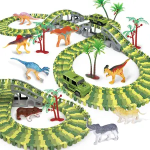 Dinosaur Track Toy Set for Kids Aged 3-7, Best Birthday Gift, Flexible Race Game, Cool Car Included, Perfect for Christmas & Easter