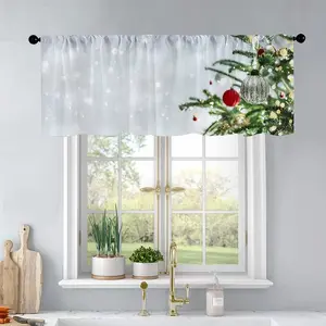 1pc Christmas and New Year printed kitchen curtains Christmas tree with red Christmas decora curtains valance window treatment Home Decoration Curtain living room bedroom home decor 54 x 18 inch