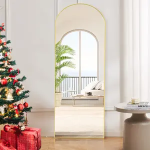 Full Length Mirror Body Floor Standing Mirror Hanging/Leaning Against Wall, Wall Mirrors with Stand Aluminum Alloy Thin Frame for Bedroom Cloakroom