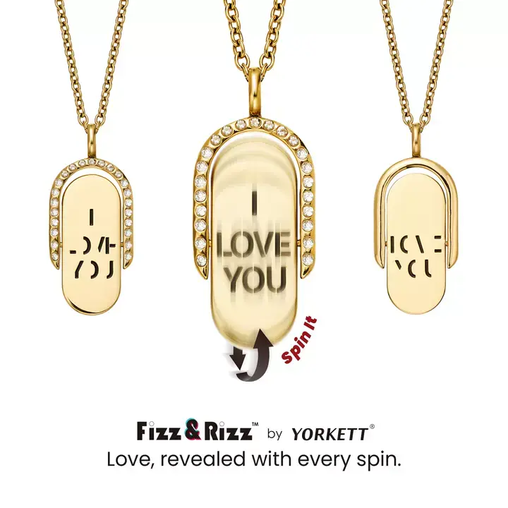 FizzandRizz by Yorkett Guiding Light Cross Fidget Necklace for Women, Inspirational Jewelry with Sliding Gemstone Charm for Stress Relief, Adjustable 24-Inch Chain, Adjustable Chain, Sliding Charm