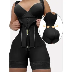 Christmas Women's Solid Color Zipper Corset Shapewear Romper, Adjustable Zipper Shapewear, Tummy Control Shaper, Women's for Daily Wear