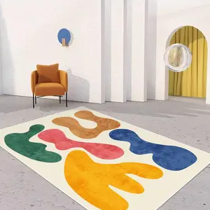 Abstract Color Block Pattern Runner Carpets, 1 Count Non-slip Soft Comfortable Floor Mat Bedroom Carpet, Christmas 2024 Ornament, Room Decor Washable Area Rug for Home Living Room Bedroom, Home Decor, Modern Abstract Rug