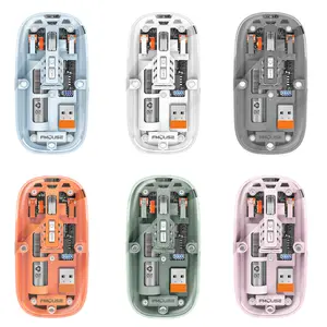 Wireless Bluetooth Three-Mode Transparent Mouse Rechargeable Silent Portable for Girls Tablet Laptop Office
