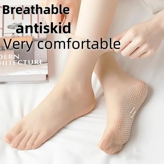 Seamless non-slip crystal stockings for women's socks summer ultra-thin non-slip anti-hook silk toe transparent wear socks for women