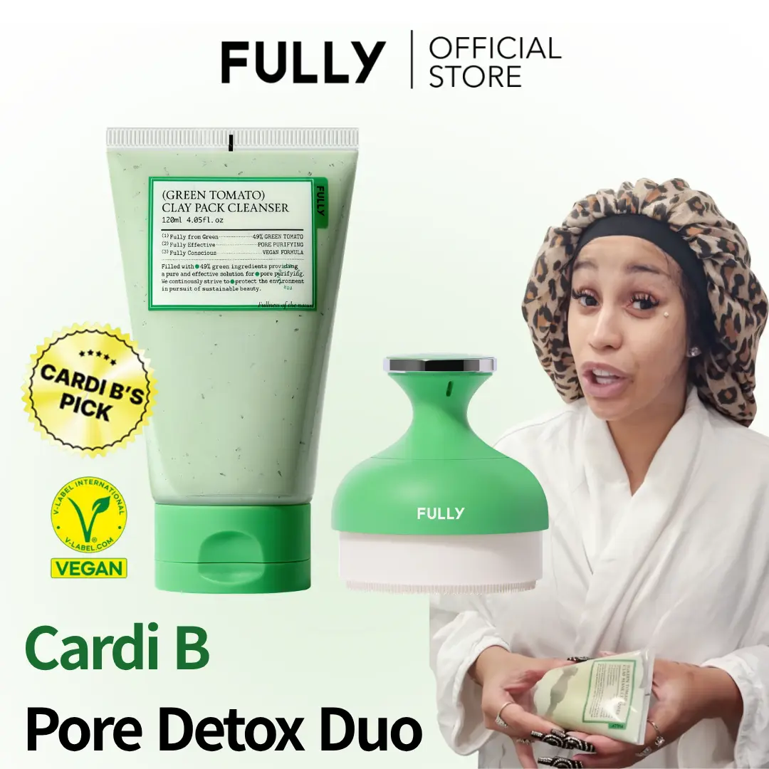 [Official Shop] Green Tomato Pore Detox Duo - Cruelty Free Facial Cleanser Clay Mask + Pore Cleaning Brush, Daily Care Porefection Skincare Set, Cruelty Free Facial Cleansers
