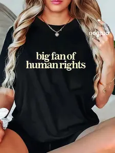 Unisex Big Fan Of Human Rights Retro Equality Statement Art T-Shirt Casual Top