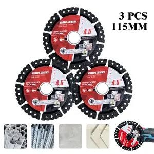 4.5" 3PCS Multi-Material Cutting Blades, Dry Cut Metal,  Tile, Stone, Plastic, Ceramic, Marble, Granite, Angle Grinder Saw Blades for Alloy, Cast Iron & Marble (115mm) Tool Accessories Super Thin Diamond Glass Cutting Disc
