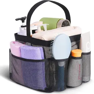Mesh Shower Caddy Portable for College Dorm Room Essentials for Girls with 9 Pockets,Large-Capacity Shower Basket,Quick Dry Toiletry Tote Bag for Women,Outdoor Gym,Travel,Swim,Beach Camping Essentials
